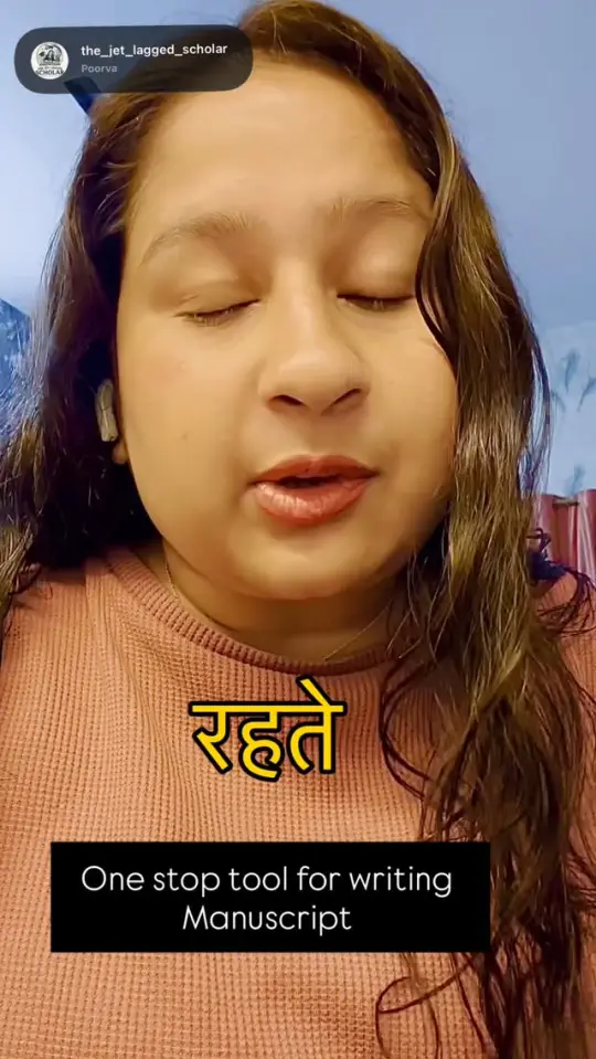 A close-up of a researcher speaking to camera, with an on-screen caption reading "One stop tool for writing Manuscript"